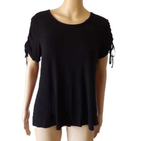 Black women's blouse, size XL/XG brand No Boundaries, bows on the shoulders (368 - Picture 1 of 15